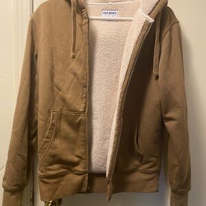 Old Navy Tan Sherpa-Lined Zip Hoodie